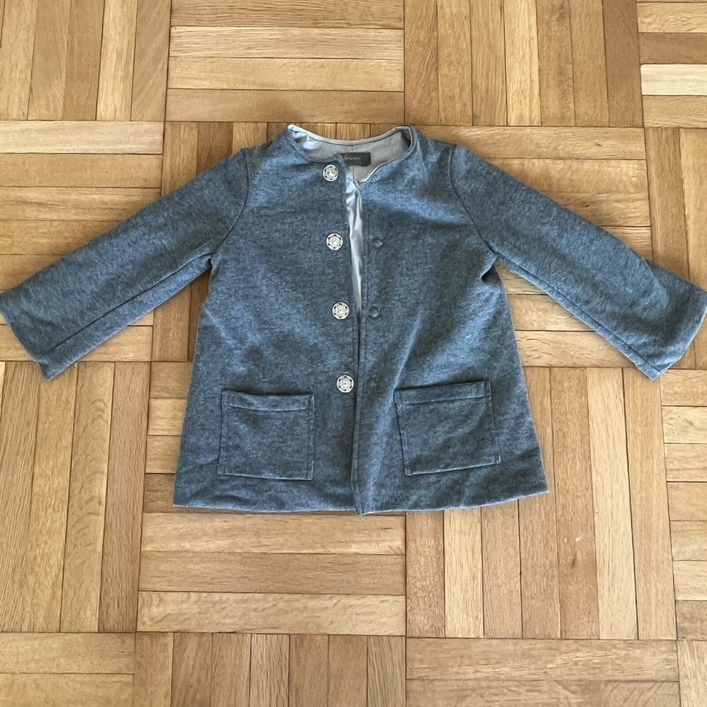 Bisous XXX Girl’s Heather Grey Cotton Button Down Jacket